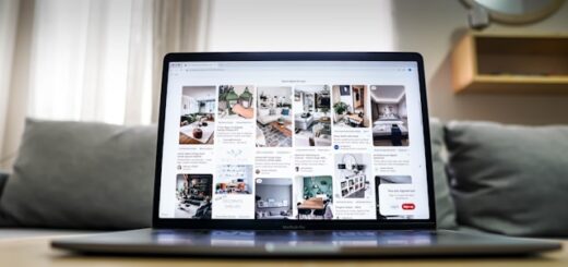 Pinterest on a laptop AI interior design